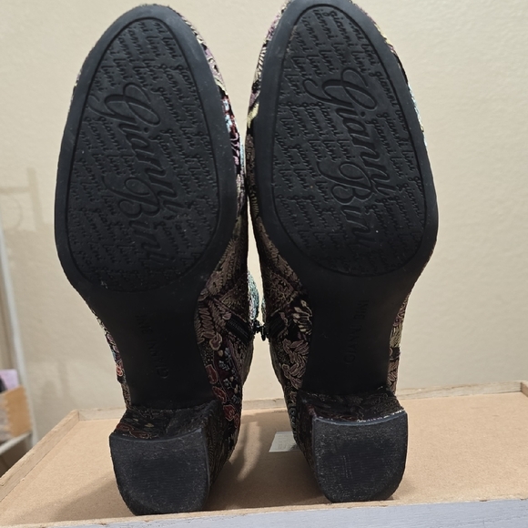 Gianni Bini Black and Gold Embroidered Ankle Boots - Picture 8 of 12